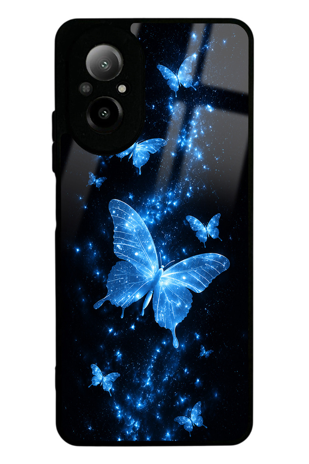 Realme 12 Lite Blue Galaxy Butterfly Design Glossy Phone Case