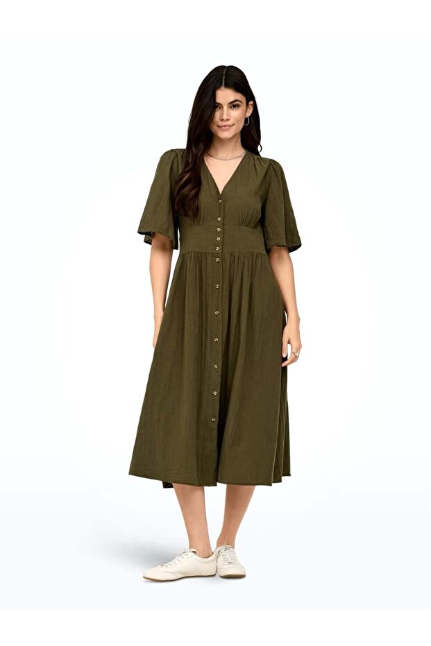 OnlTizana 2/4 Midi Dress WVN NOOS Kadın Elbise Yeşil (15373535) - 1