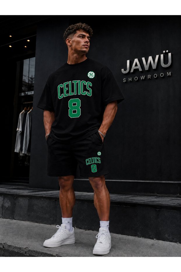 Celtics Printed Premium Oversize Cotton T-Shirt-Shorts Set