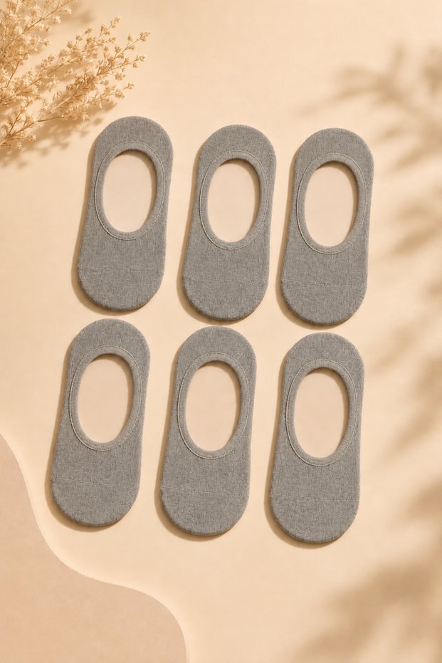 6 Pairs of Seamless Silicone Children's Combed Cotton Ballerina Socks