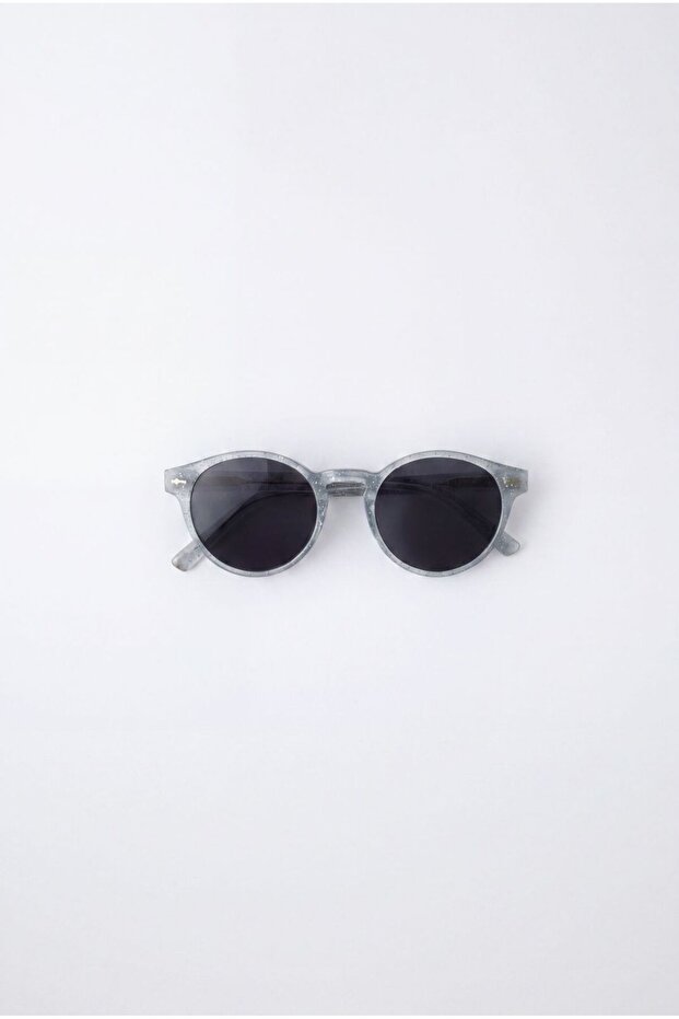 Girl's Blue Glitter Round Sunglasses