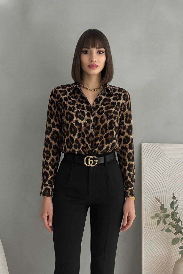 Women's Leopard Pattern Long Sleeve Shirt