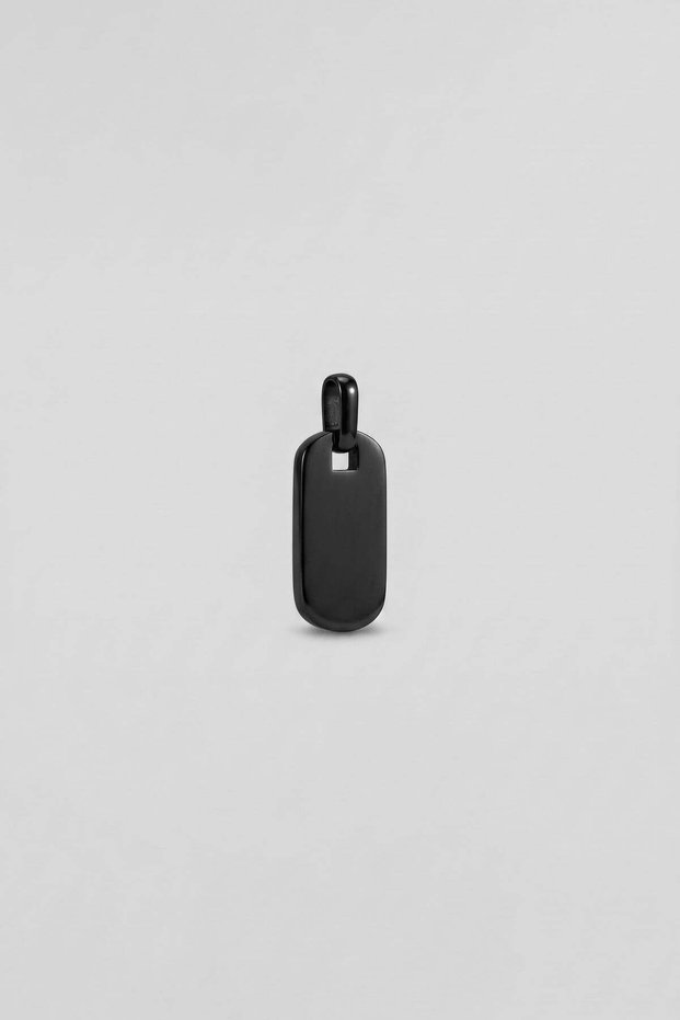 Unisex Oval Cornered Plate Steel Pendant Black