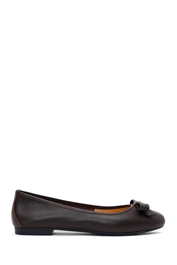 Women's Brown Leather Ballerinas 26Pfd290718