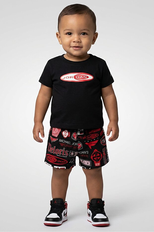 Toddlers Boy 2 Pieces Brand Logo Short Sleeve T-Shirt With Shorts Set, Black