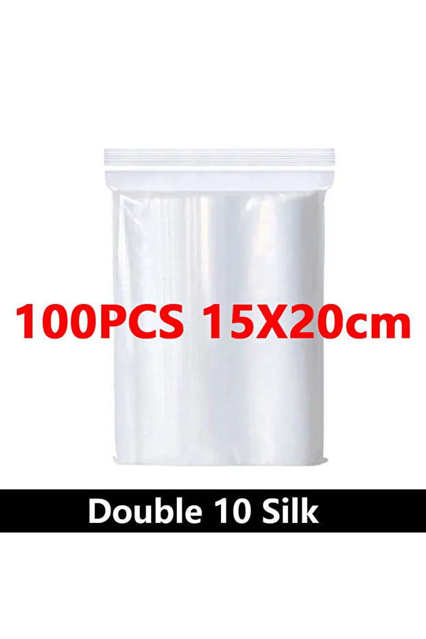 Double Sided 10-Silk 15x20cm(100pcs) 100Pcs Thicken Zipper Sealed Bags Clear Plastic Storage Bag for