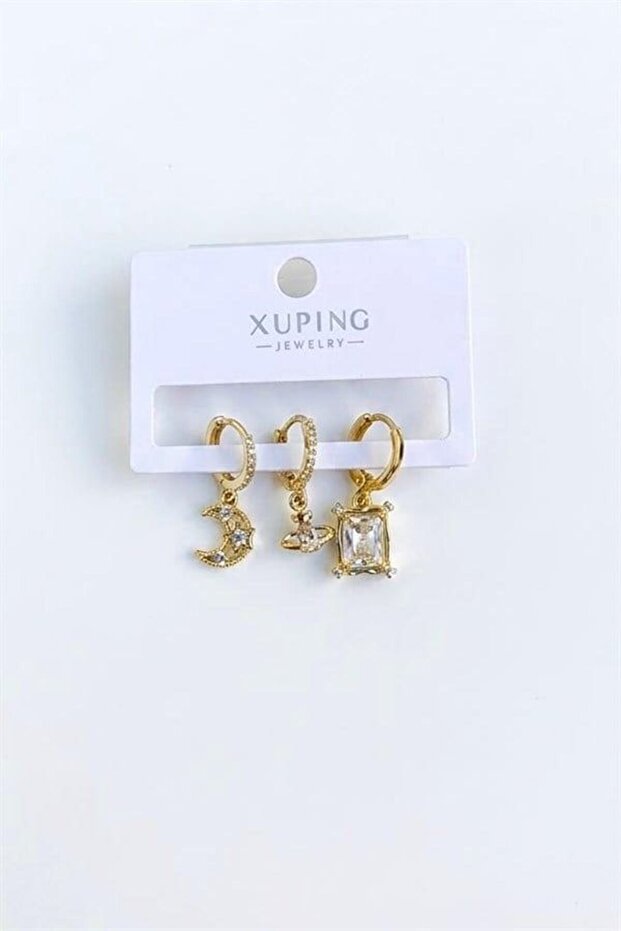 3 أقراط من Xuping - ذهبية