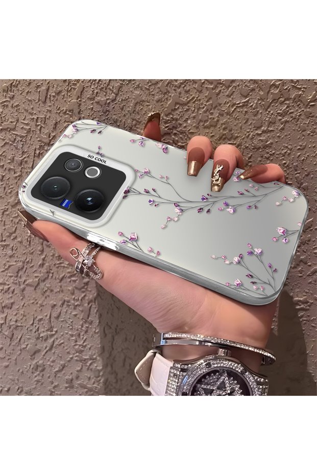 Vivo V60 Compatible Fine Branch Flower Case, Wear-Resistant Minimalist Mobile Phone Case