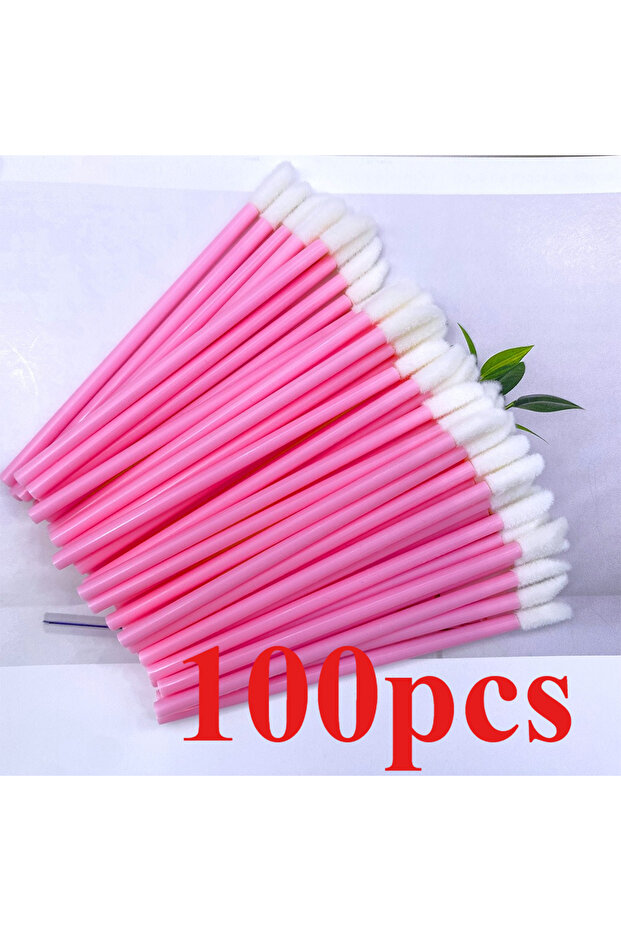 100PCS Pink 100Pcs Disposable Lip Brush Eyelash Extension Makeup Brushes Lash Extension Mascara Appl