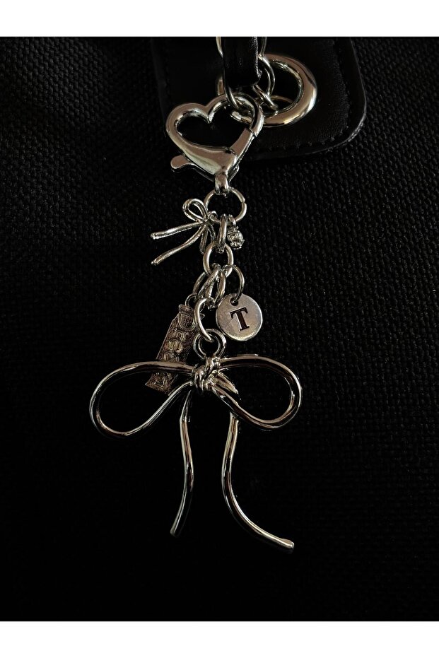 Ribbon t Letter Keychain & Bag Charm