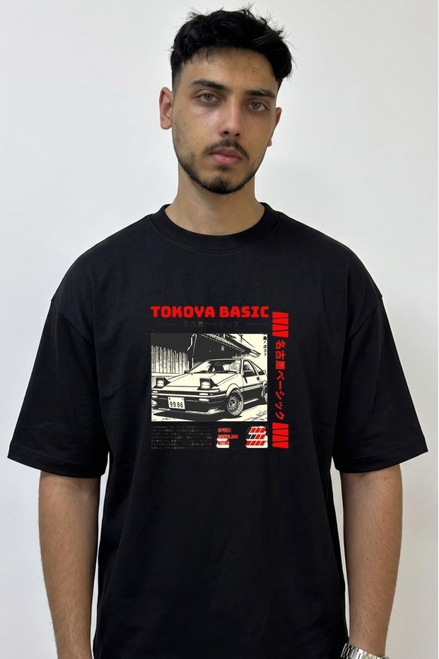 Toyota Ae86 Design Printed Oversize Black T-Shirt