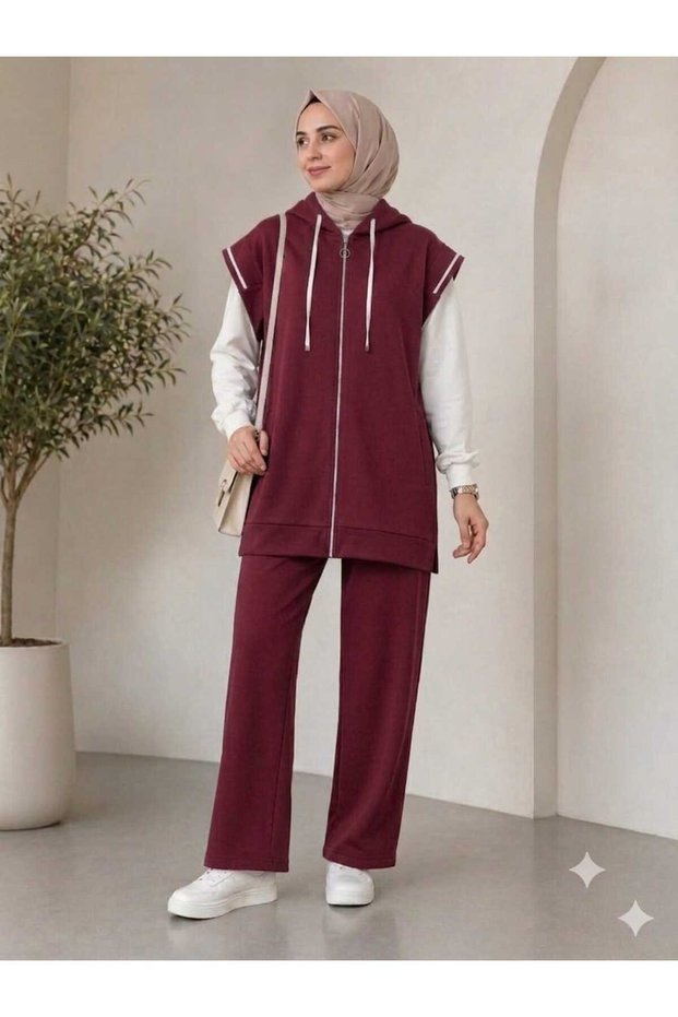 Women's Triple Sportswear Vest and Comfortable Fit Pants Hijab Set