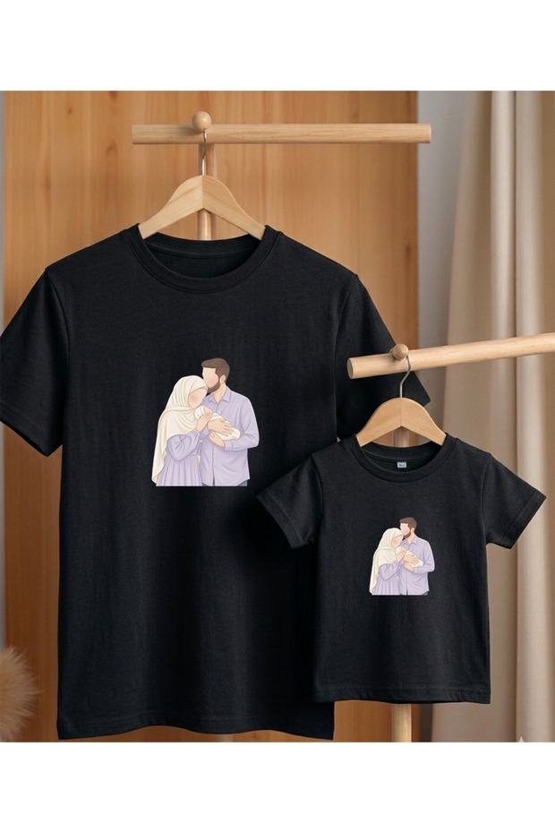 Parent-Child Combination T-Shirt Oversize 100% Cotton Single T-Shirt (for Combination, 2 or 3 Pieces Must Be Ordered)
