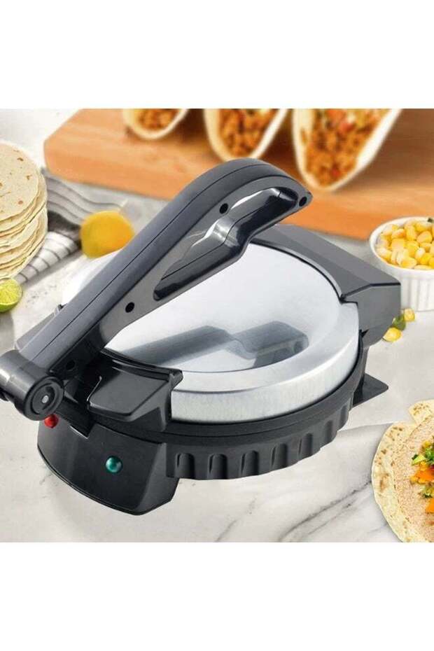 8-Inch Electric Roti and Tortilla Maker - 900W Stainless Steel
