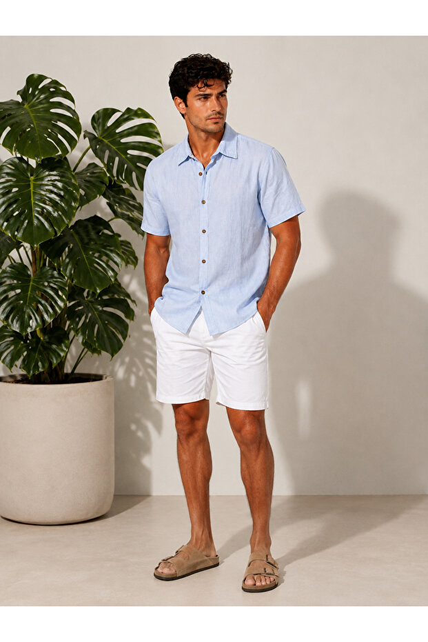Short Sleeve Men's Shirt Without Pockets