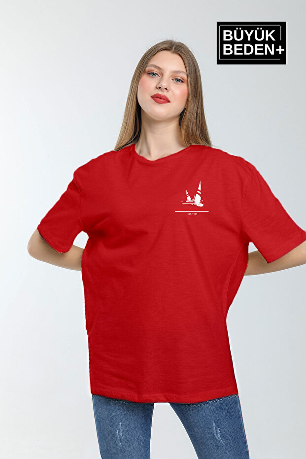 Women's Plus Size Sailing Printed 3Xl-6Xl Crew Neck T-Shirt Spr26Btsk510-11