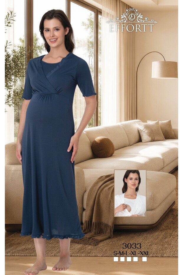 Pregnant Women's Breastfeeding Detailed Nightgown