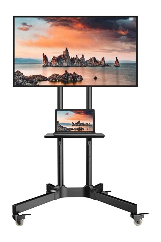 Mobile TV Cart with Wheels for 32-65 Inch LCD LED Plasma Flat Screen TVs - Height Adjustable Rolling TV Stand