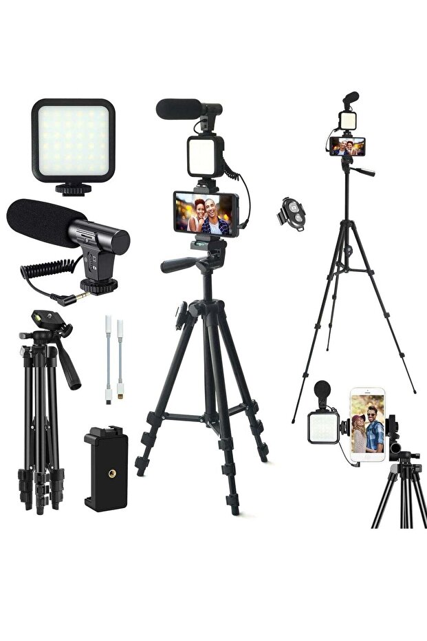 YouTube Vlogging Starter Kit with HD Camera, Microphone, Tripod, LED Ring Light