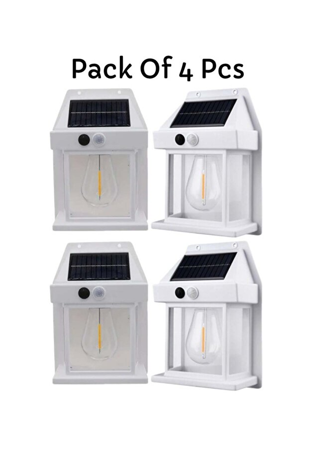 4 Pcs Solar Outdoor Motion Sensor Security Lights 3 Modes Wireless Wall Lights Waterproof White
