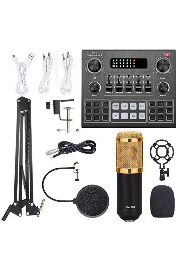 MIRHA Elite V9 Sound Card & BM800 Pro Microphone Bundle for Advanced Broadcasting