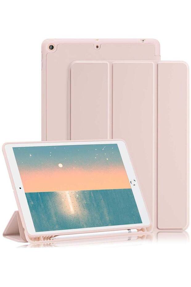 iPad 9th/8th/7th Gen Case (10.2-Inch) w/ Pencil Holder, Slim TPU Stand (Light Pink)