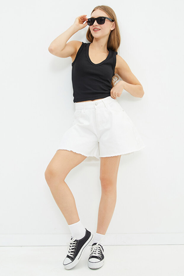 Basic Ribbed V-Neck Blouse - 5