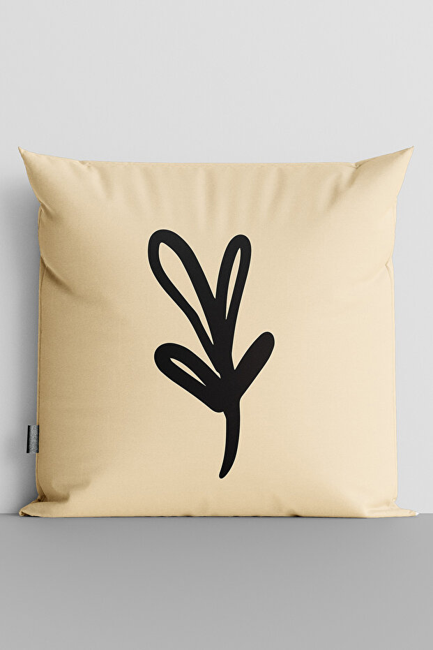 Black Leaf Double Sided Digital Printed Throw Pillow Cover - 3017