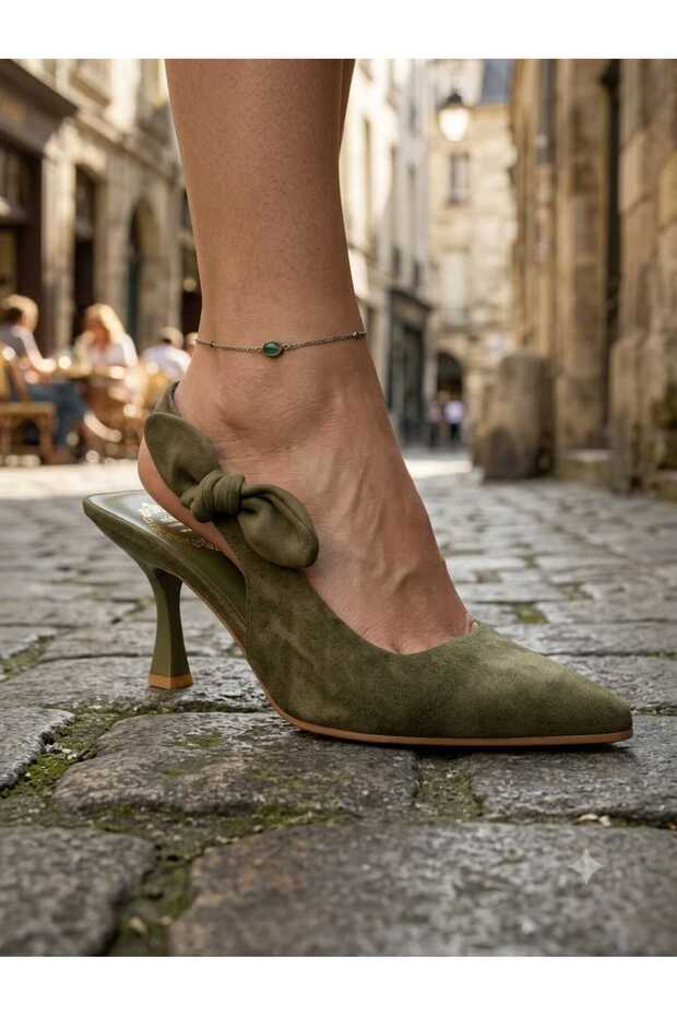 81 Women's Open-Back Heeled Shoes with Side Bow