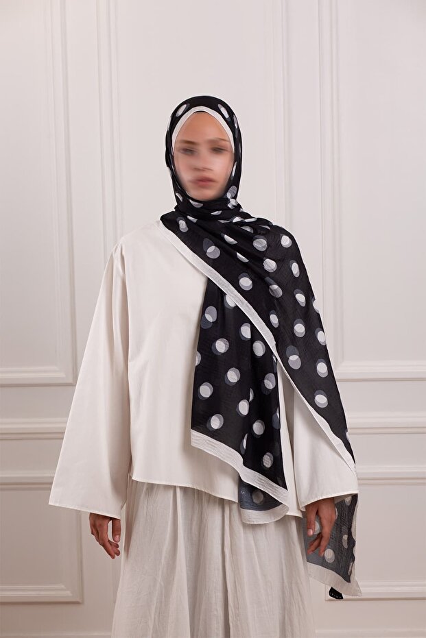 Polka Dot Patterned Muslin Shawl - 2
