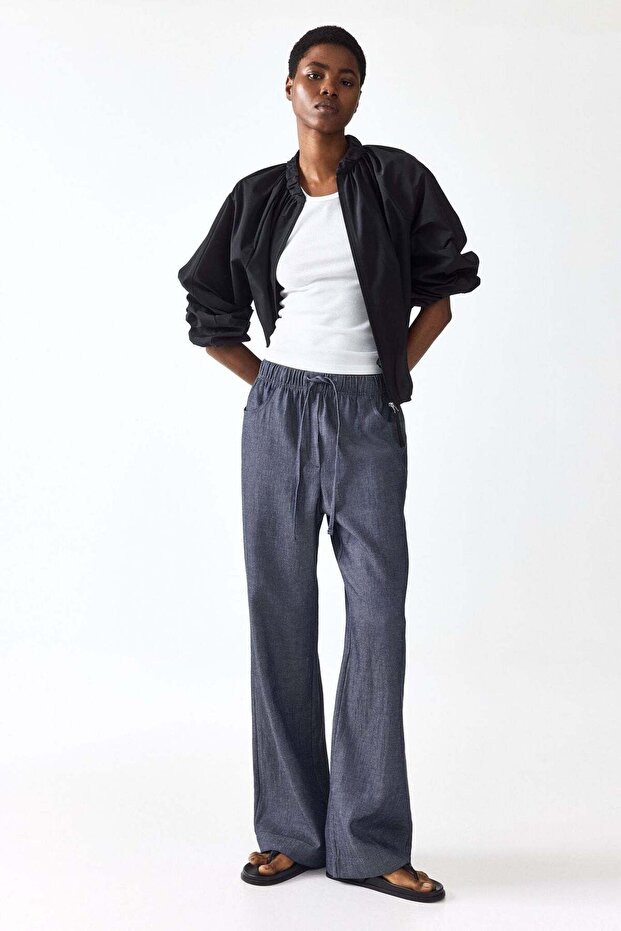 Straight drawstring trousers - 1