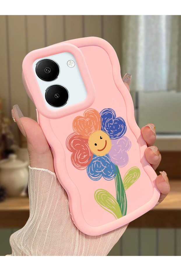 Vivo Y36 5g Compatible Case Camera Protector Pink Silicone Couple Phone Case Floral Pattern