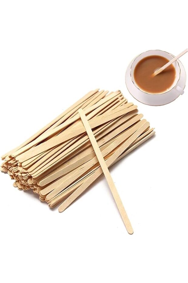 Coffee Stir Sticks, 200pcs Wooden Stirrers for Coffee, Tea, Milk, Juice, DIY Crafts (4.3inch)