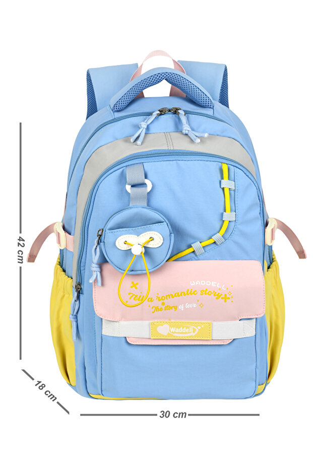 Waddell Imported Quality Waterproof Luxury Primary School Middle School Backpack Wallet Gift-26911