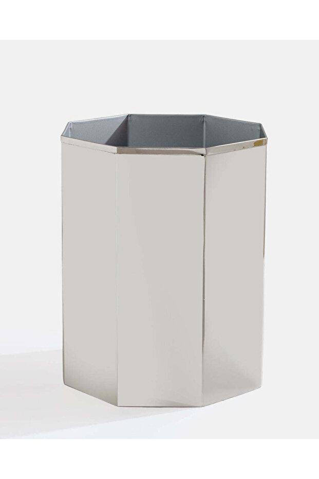 Silver Shiny Steel Waste Bin