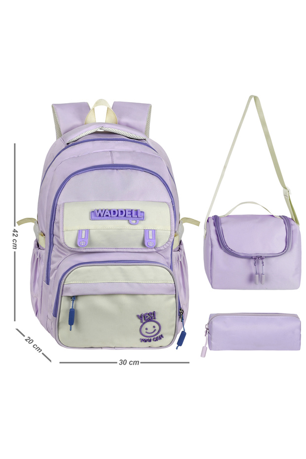 Waddell Licensed Twill Fabric Logo Cover School Backpack, Thermal Lunch Bag and Pen Holder