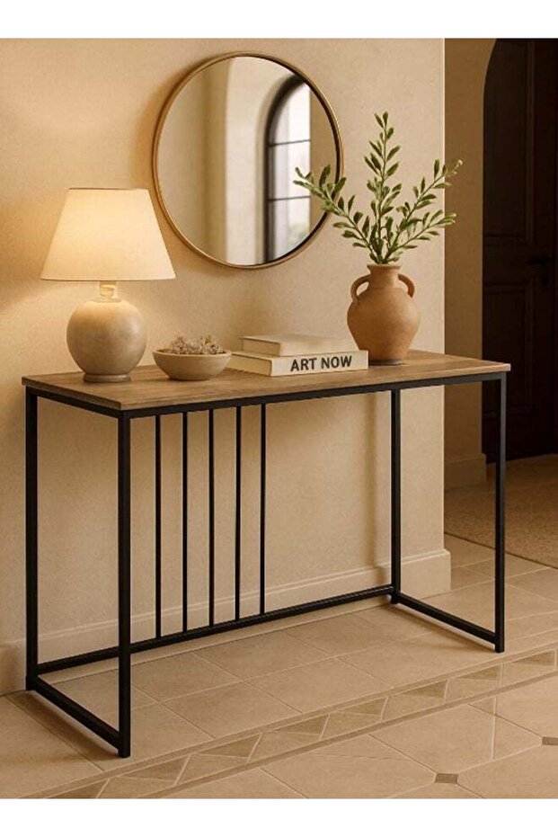 طاولة كونسول مستطيلة بإطار معدني 120x40x80 سم - 4