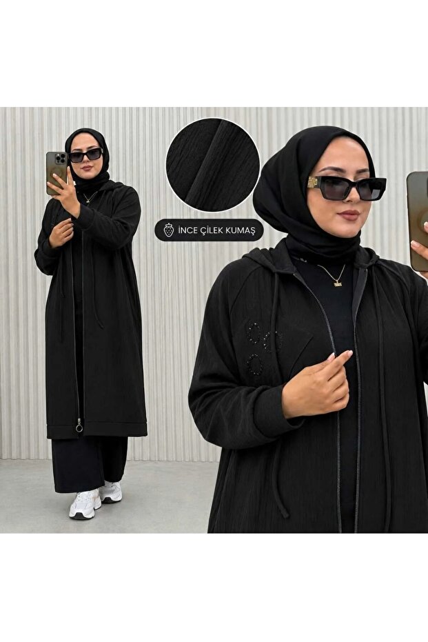 تونيك نسائي من قماش الفراولة بسحاب كامل الطول