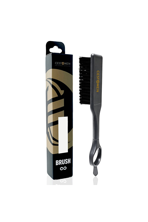 black CESTOMEN 360° Rotate Barber Broken Hair Brush Soft Nylon Bristle Neck Duster Brush Professiona