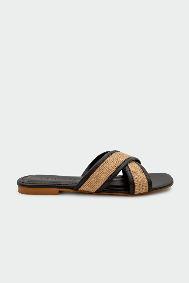 Diana Wicker Cross Flat Women's Bitter Brown Slippers
