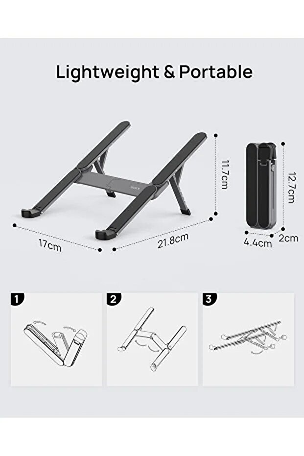 Foldable Adjustable Laptop Stand – Portable Ergonomic Notebook Riser - 6
