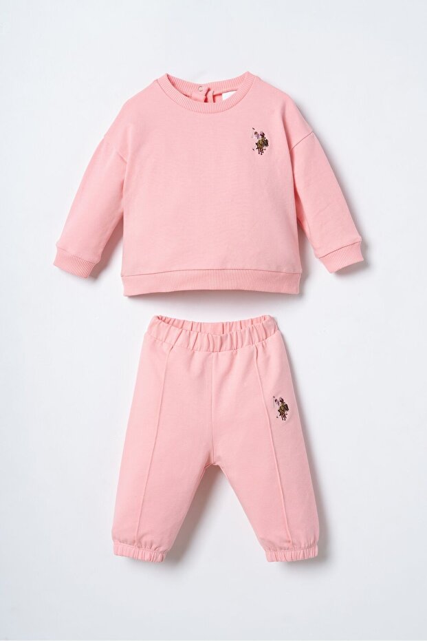 Embroidered Baby Girl Orange Long Sleeve Pajama Set Usb3245-C-V1