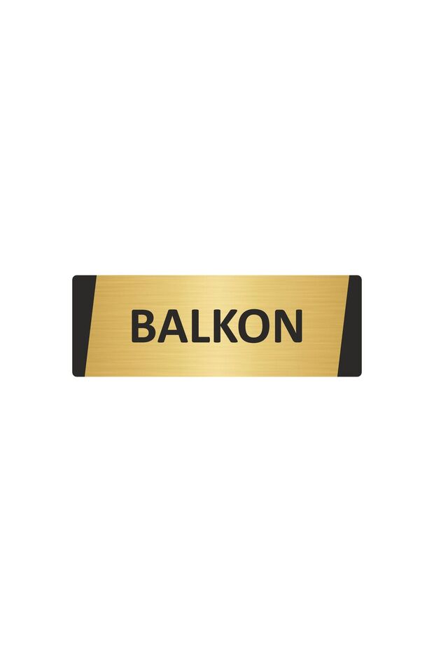 Balkon Metal Warning Sign 10X20 cm Gold Color