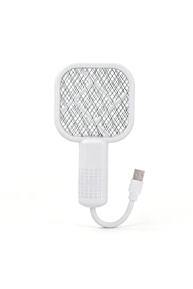 White Electric Mosquito Swatter Trap Pest Control Electric Shock 3000V UV Light Rechargeable Fly Kil