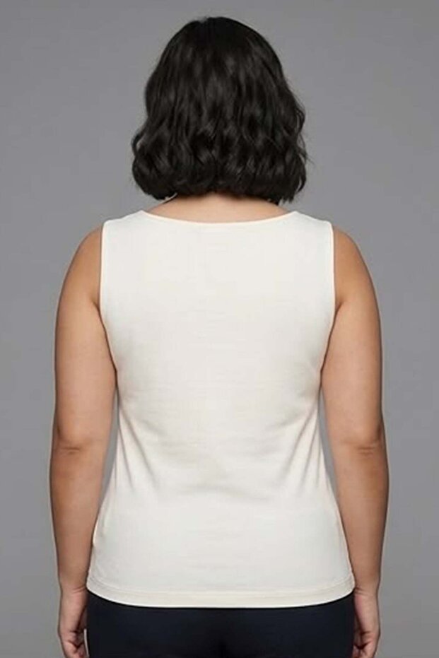 Trend42Plus Large Size Thick Strap Basic Top - Ecru - 4