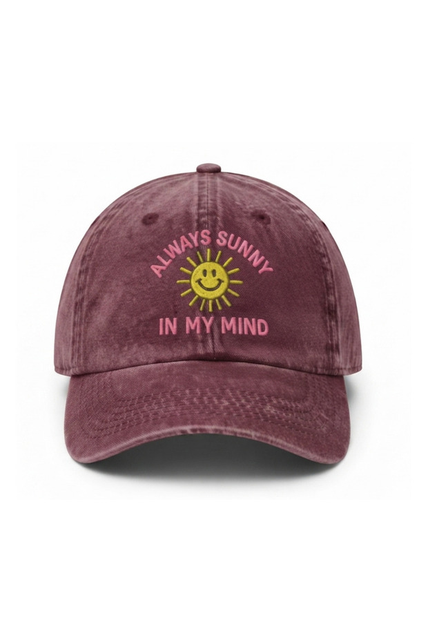 ''Always Sunny in My Mind'' Embroidered Washed Baseball Cap /''It's Always Sunny in My Mind'' Embroidered Washed Hat