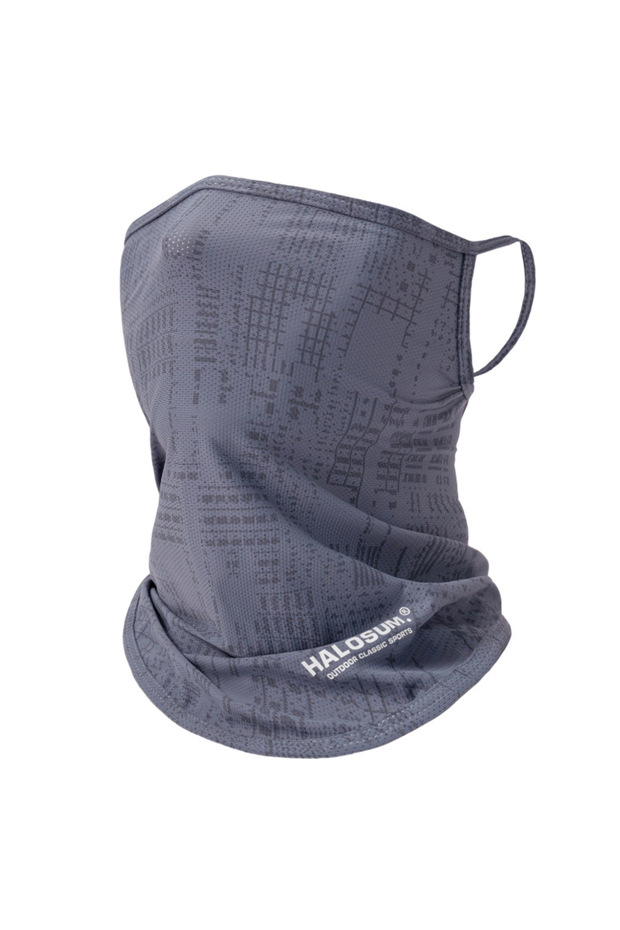 Gray Thin Breathable Quick-dry Outdoor Face Mask Sun Protection Summer Ice Silk Scarf Letter Pullove