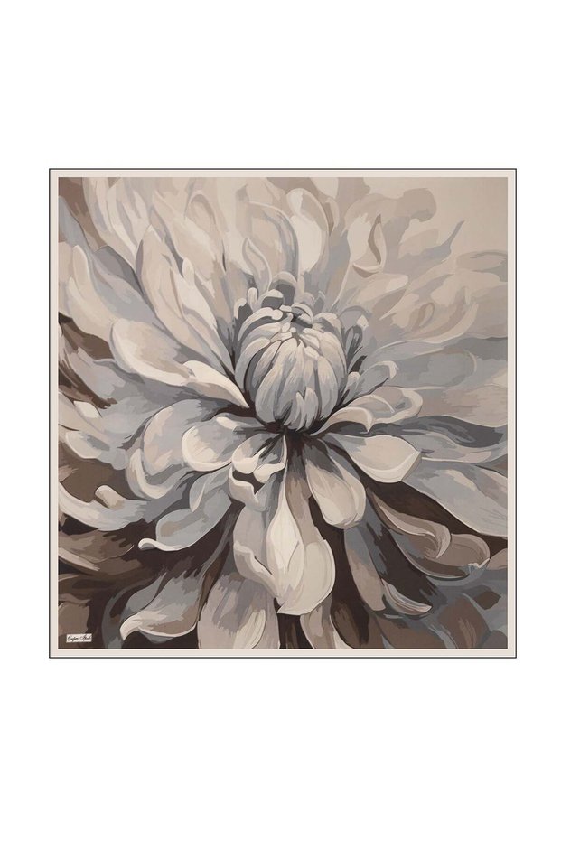 Çağrı Peony Pattern Tivil Silk Scarf 11842-7