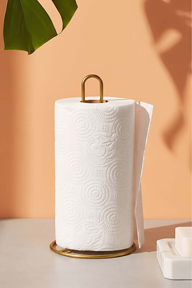 Gold Metal Vertical Paper Roll Towel Holder