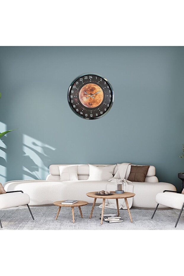Chrome Planet 24-Hour Display Wall Clock Lwlhm-Ytrs345
